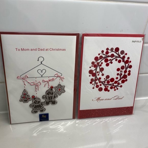 PAPYRUS 2 PACK CHRISTMAS CARDS “MOM & DAD” NEW IN PACKAGING - Picture 11 of 11